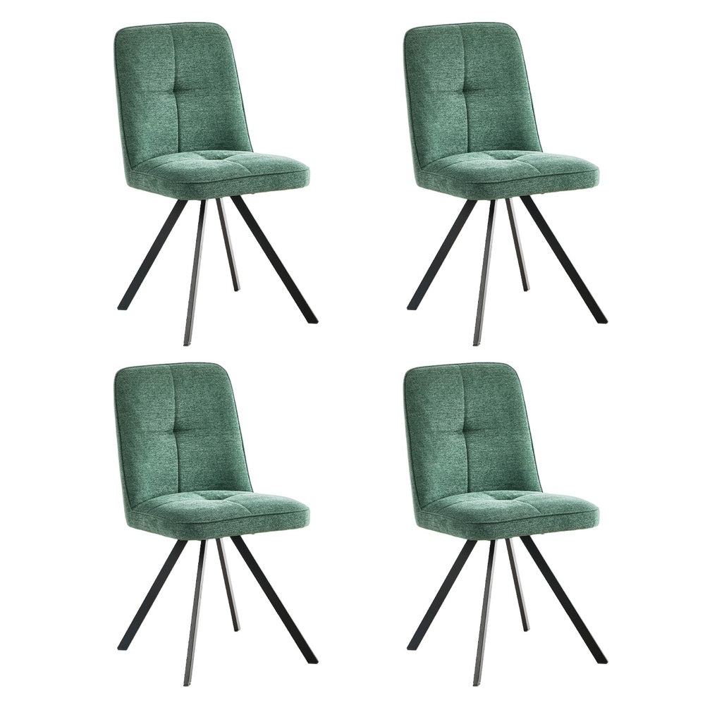 4x Dining Chair Kitchen Seat Linen Fabric Accent Chair Green