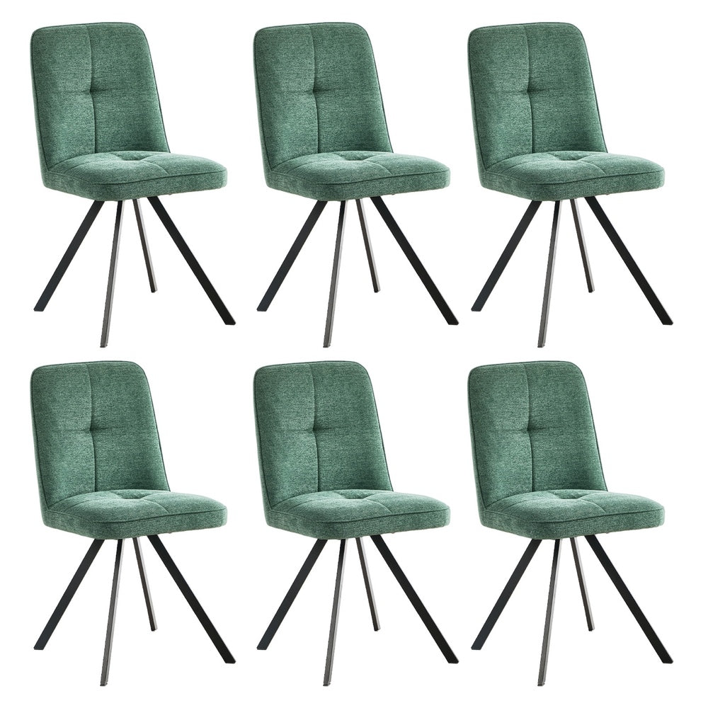 6x Dining Chair Kitchen Seat Linen Fabric Accent Chair Green