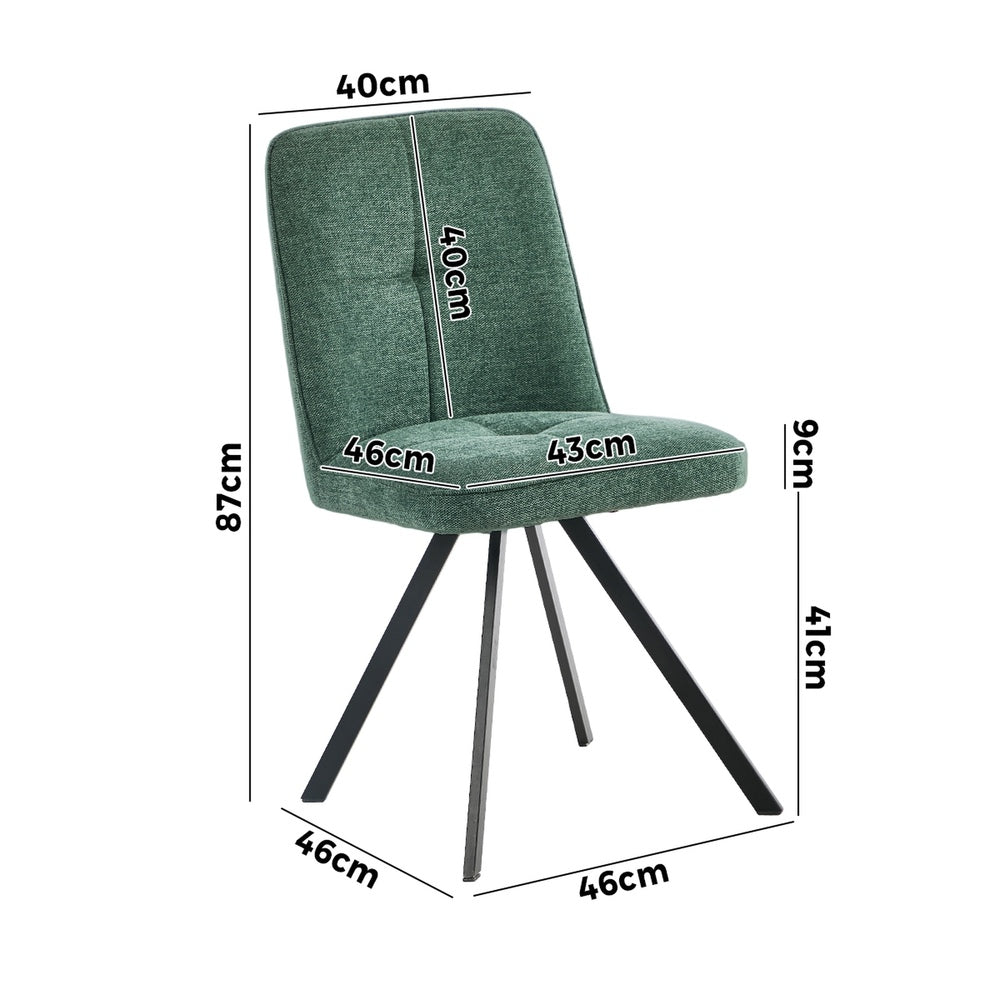 6x Dining Chair Kitchen Seat Linen Fabric Accent Chair Green