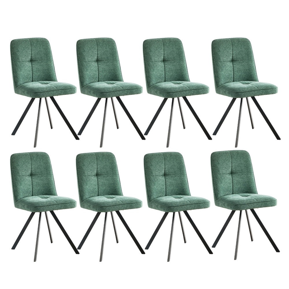 8x Dining Chair Kitchen Seat Linen Fabric Accent Chair Green