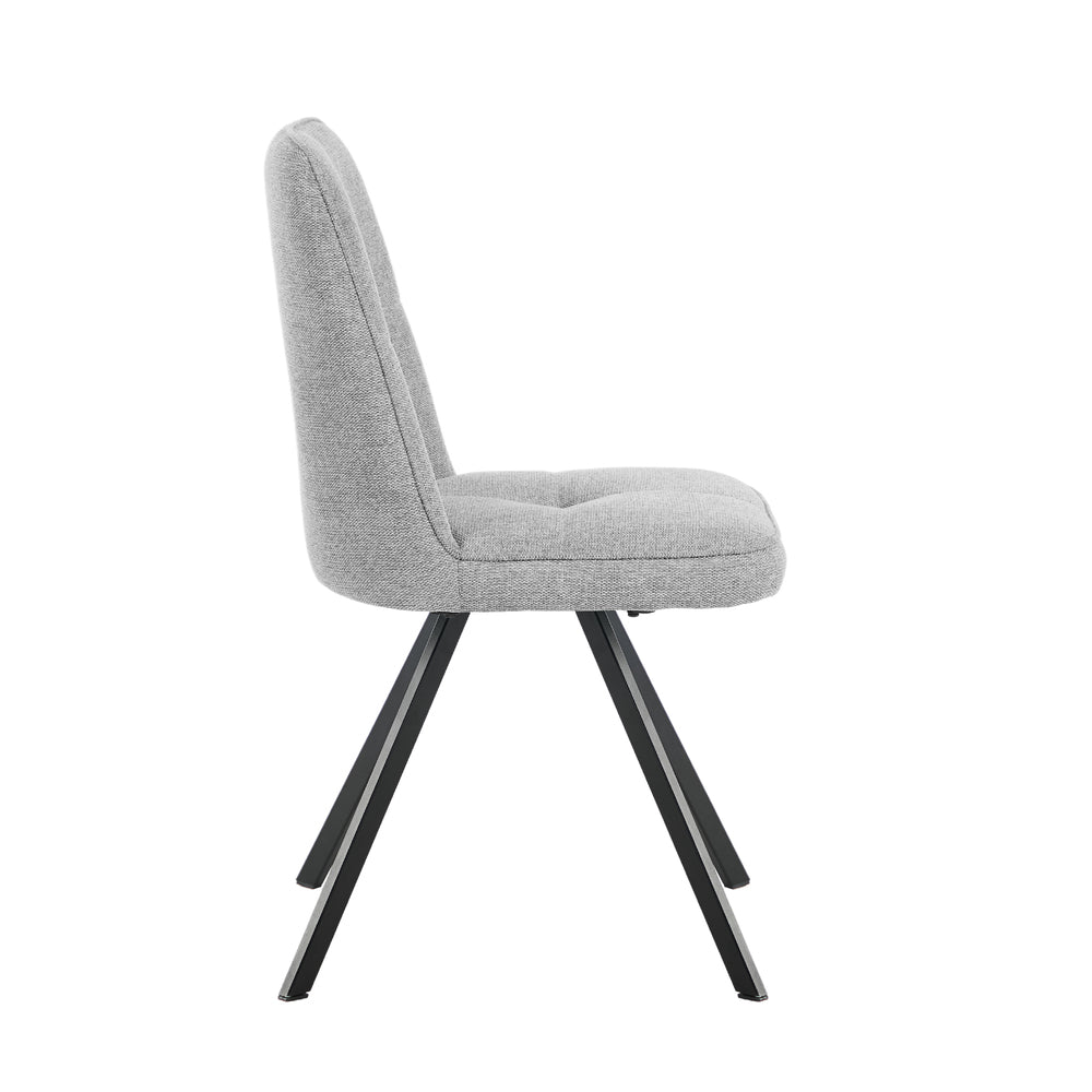 2x Dining Chair Kitchen Seat Linen Fabric Accent Chair Grey