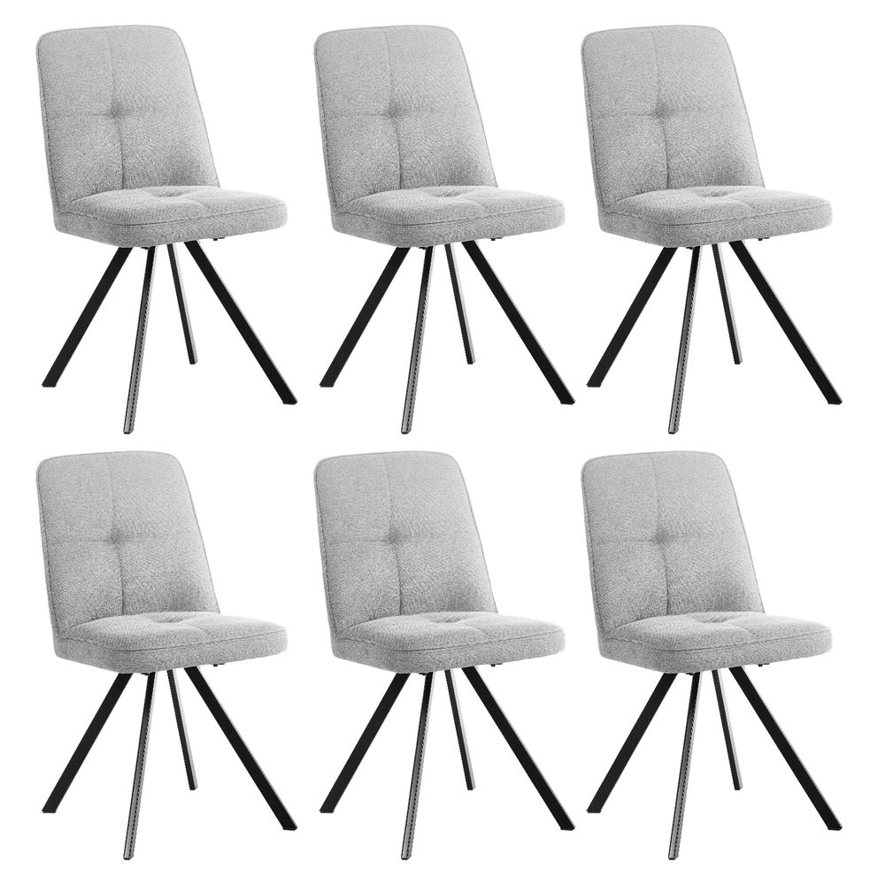 6x Dining Chair Kitchen Seat Linen Fabric Accent Chair Grey