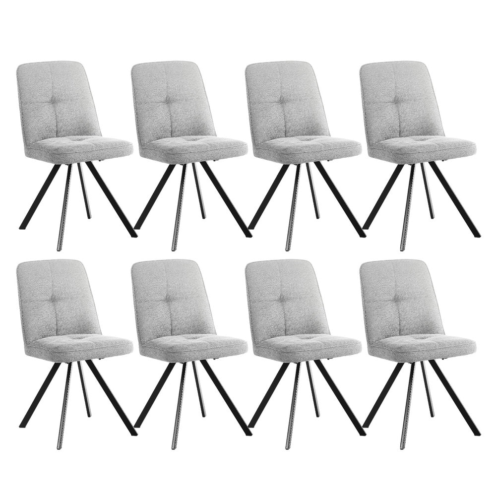 8x Dining Chair Kitchen Seat Linen Fabric Accent Chair Grey