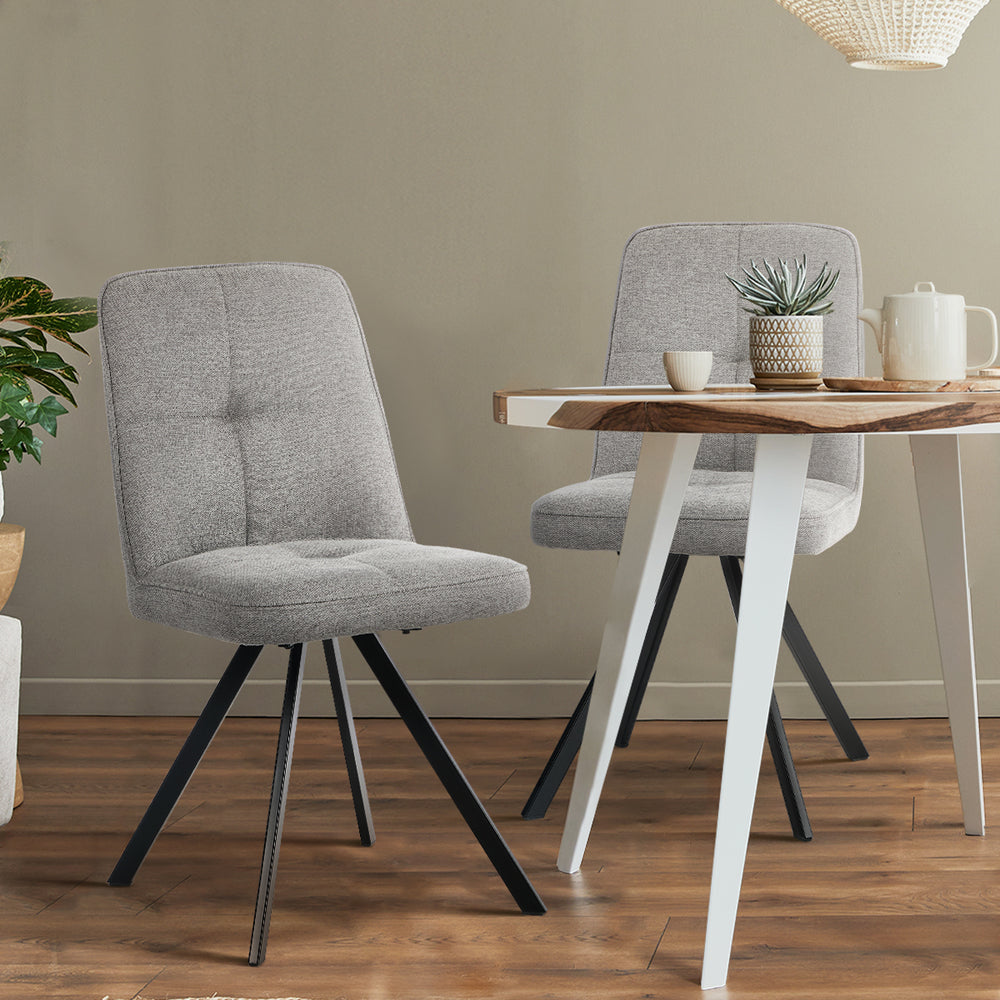 8x Dining Chair Kitchen Seat Linen Fabric Accent Chair Grey