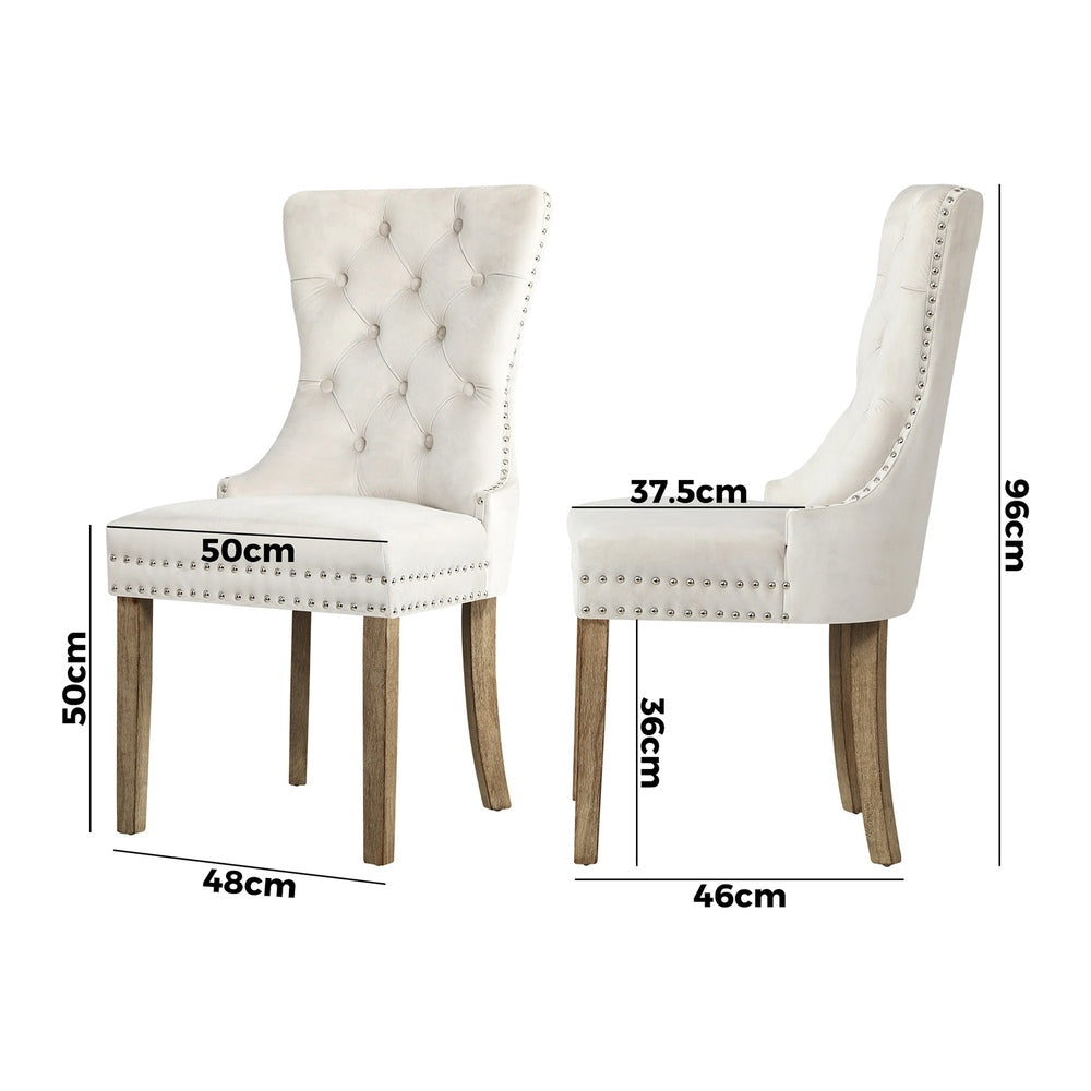 8x Velvet Dining Chairs French Provincial Tufted Beige