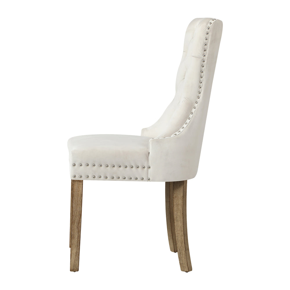 8x Velvet Dining Chairs French Provincial Tufted Beige
