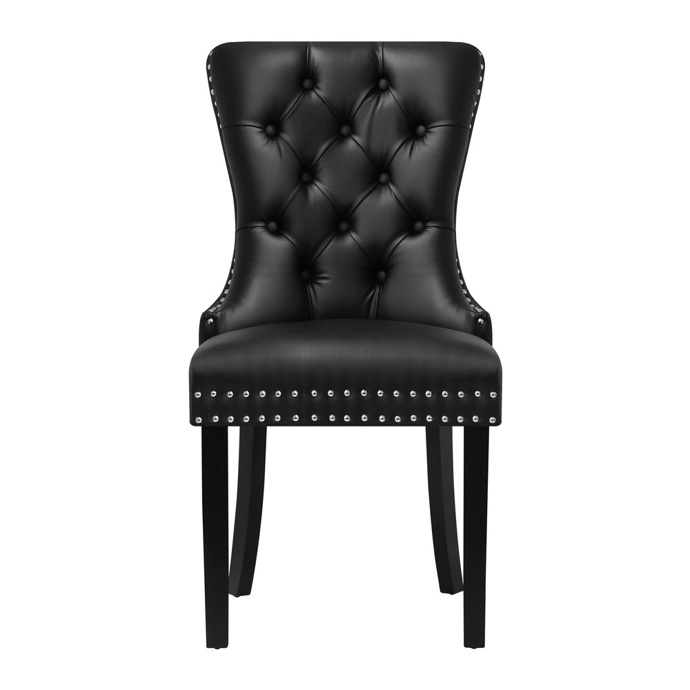 6x Dining Chairs French Provincial Tufted PU Leather Black