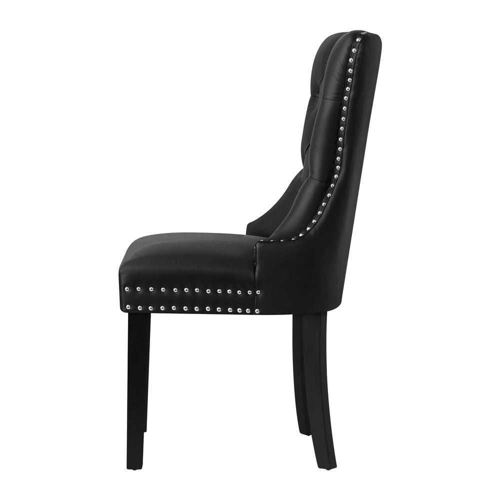 6x Dining Chairs French Provincial Tufted PU Leather Black