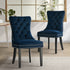 2x Velvet Dining Chairs Upholstered French Tufted Blue