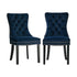 2x Velvet Dining Chairs Upholstered French Tufted Blue
