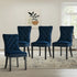 Velvet Dining Chairs with Tufted Back & Rubberwood Legs – Blue (4‑Pack)