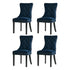 Velvet Dining Chairs with Tufted Back & Rubberwood Legs – Blue (4‑Pack)