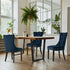 Velvet Dining Chairs with Tufted Back & Rubberwood Legs – Blue (4‑Pack)