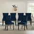 Velvet Dining Chairs with Tufted Back & Rubberwood Legs – Blue (6‑Pack)