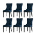 Velvet Dining Chairs with Tufted Back & Rubberwood Legs – Blue (6‑Pack)