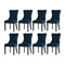 Velvet Dining Chairs with Tufted Back & Rubberwood Legs – Blue (8‑Pack)
