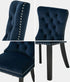 Velvet Dining Chairs with Tufted Back & Rubberwood Legs – Blue (8‑Pack)