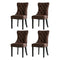 PU Leather Dining Chairs with Tufted Back & Rubberwood Legs – Brown (4‑Pack)