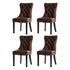 PU Leather Dining Chairs with Tufted Back & Rubberwood Legs – Brown (4‑Pack)