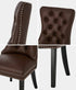 PU Leather Dining Chairs with Tufted Back & Rubberwood Legs – Brown (4‑Pack)