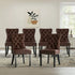 PU Leather Dining Chairs with Tufted Back & Rubberwood Legs – Brown (6‑Pack)