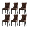 PU Leather Dining Chairs with Tufted Back & Rubberwood Legs – Brown (6‑Pack)