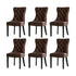 PU Leather Dining Chairs with Tufted Back & Rubberwood Legs – Brown (6‑Pack)