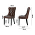 PU Leather Dining Chairs with Tufted Back & Rubberwood Legs – Brown (6‑Pack)