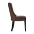 PU Leather Dining Chairs with Tufted Back & Rubberwood Legs – Brown (6‑Pack)