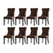 PU Leather Dining Chairs with Tufted Back & Rubberwood Legs – Brown (8‑Pack)