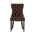 PU Leather Dining Chairs with Tufted Back & Rubberwood Legs – Brown (8‑Pack)