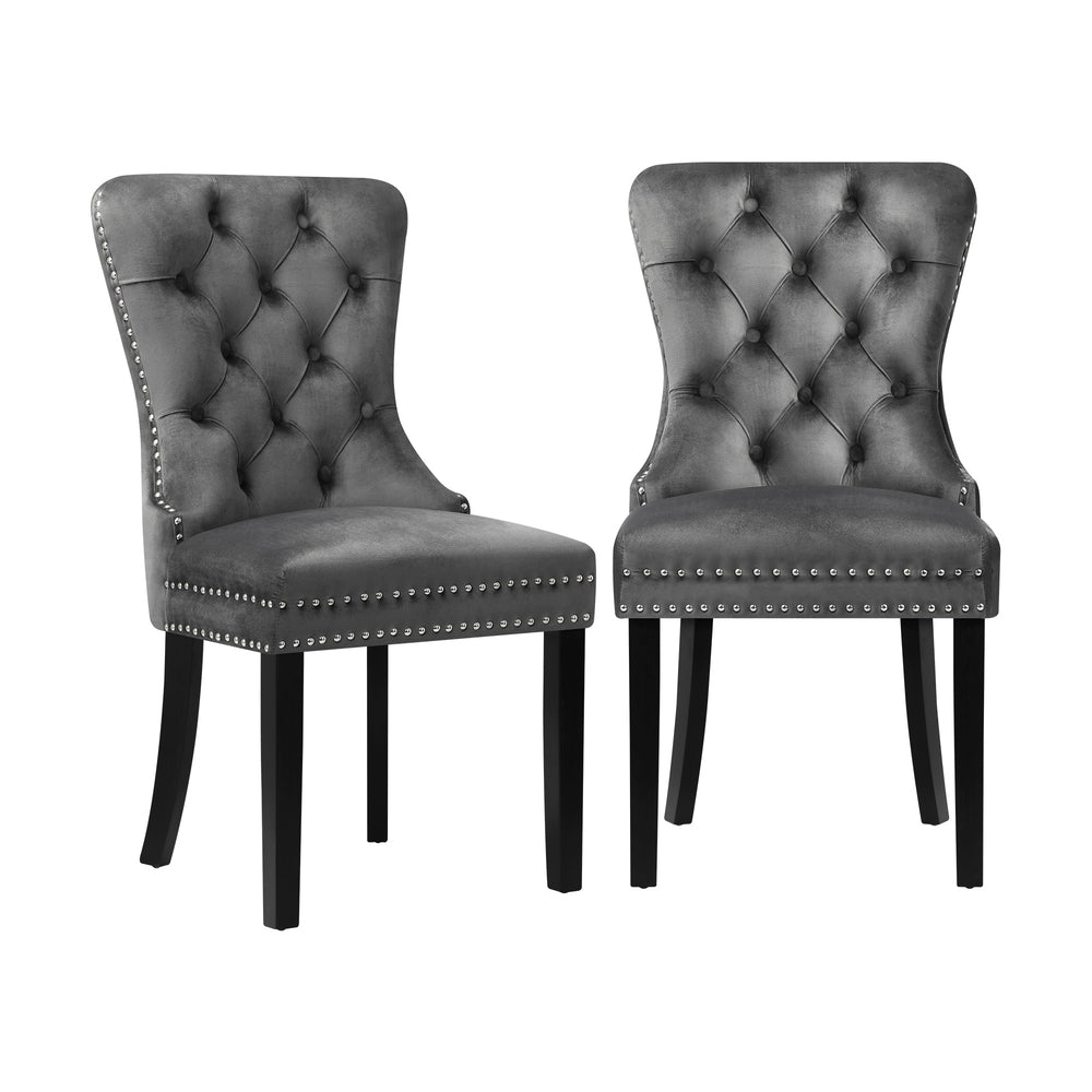 6x Velvet Dining Chairs French Provincial Tufted Grey