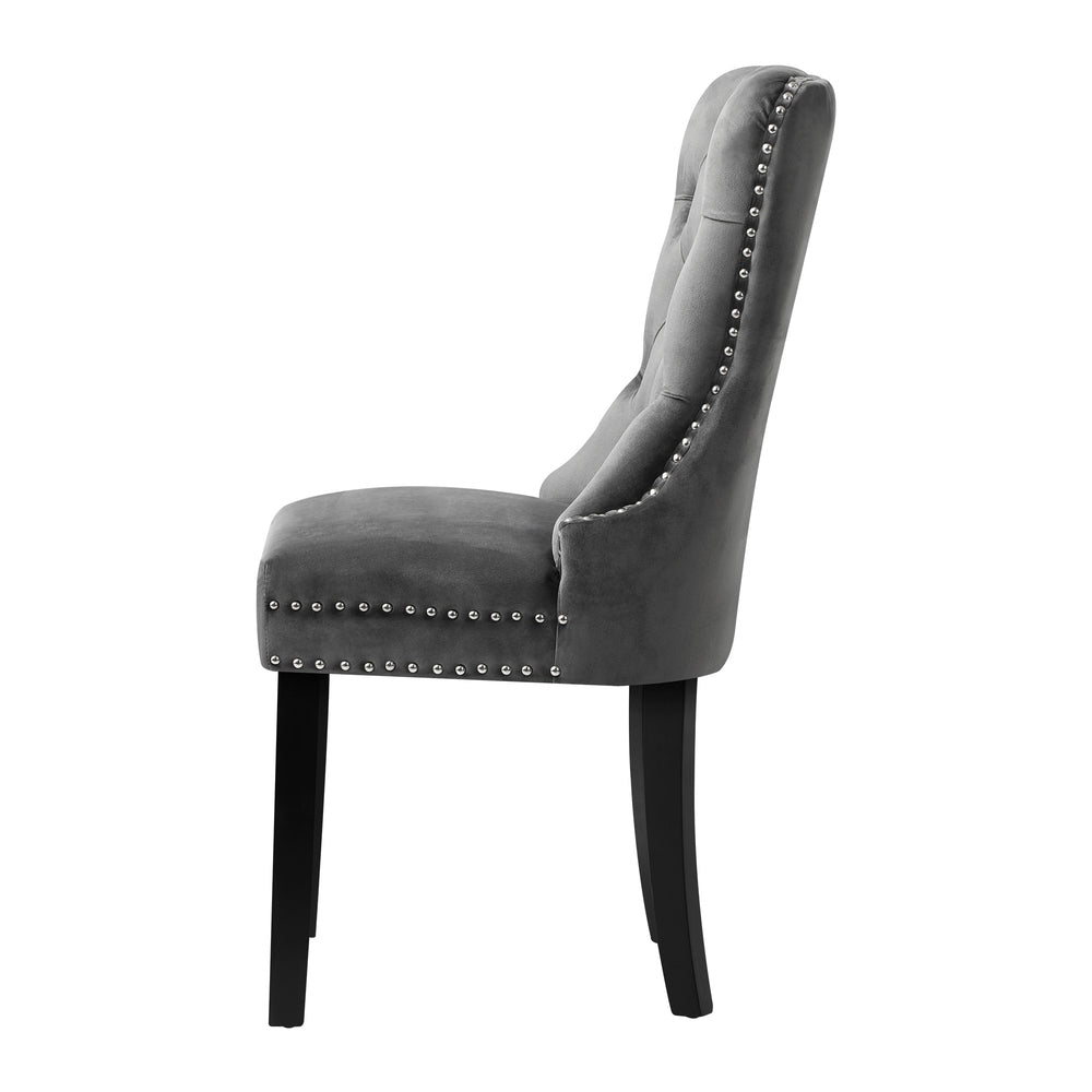 6x Velvet Dining Chairs French Provincial Tufted Grey