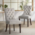 2x Velvet Dining Chairs Upholstered French Tufted Light Grey