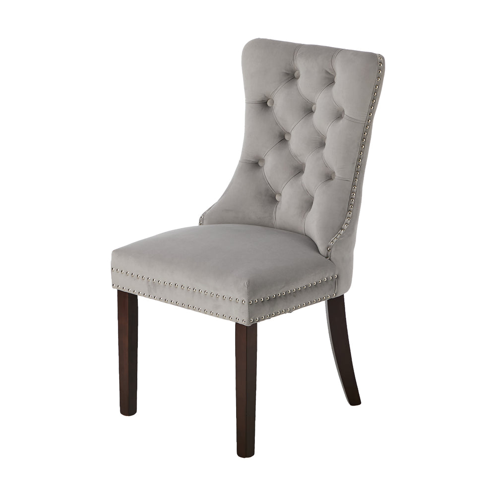 4x Velvet Dining Chairs Upholstered French Tufted Light Grey