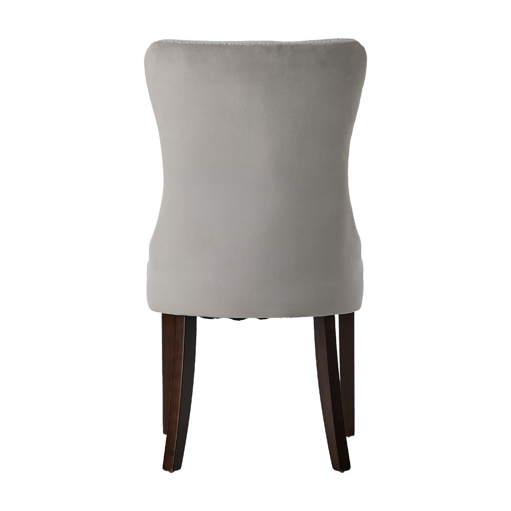 2x Velvet Dining Chairs Upholstered French Tufted Light Grey