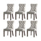 Velvet Dining Chairs with Tufted Back & Rubberwood Legs – Light Grey (6-Pack)