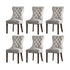 Velvet Dining Chairs with Tufted Back & Rubberwood Legs – Light Grey (6-Pack)