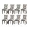 Velvet Dining Chairs with Tufted Back & Rubberwood Legs – Light Grey (8‑Pack)