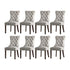 Velvet Dining Chairs with Tufted Back & Rubberwood Legs – Light Grey (8‑Pack)