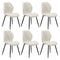 Oikiture Set of 6 Dining Chairs Padded Seat Armless Boucle White