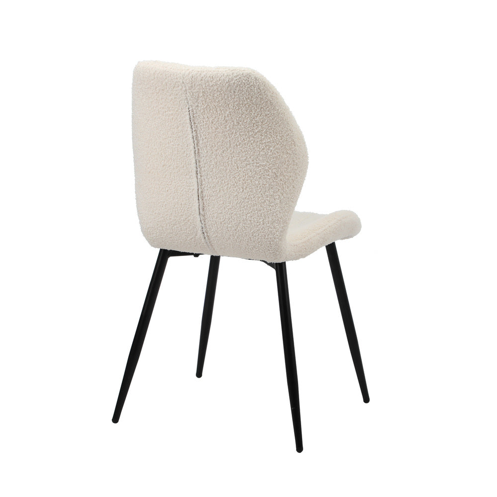 Oikiture Set of 6 Dining Chairs Padded Seat Armless Boucle White