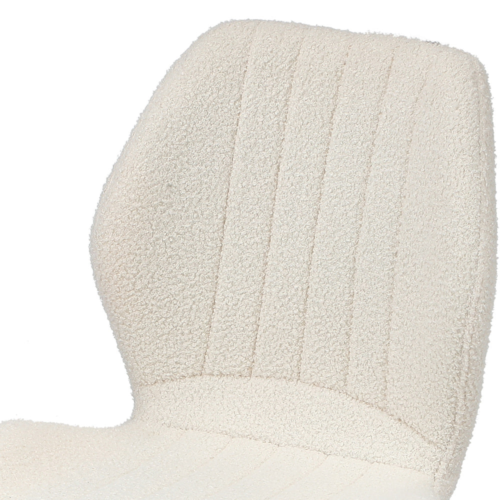 Oikiture Set of 6 Dining Chairs Padded Seat Armless Boucle White