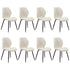 Set of 8 Dining Chairs Padded Seat Armless Boucle White