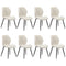 Set of 8 Dining Chairs Padded Seat Armless Boucle White