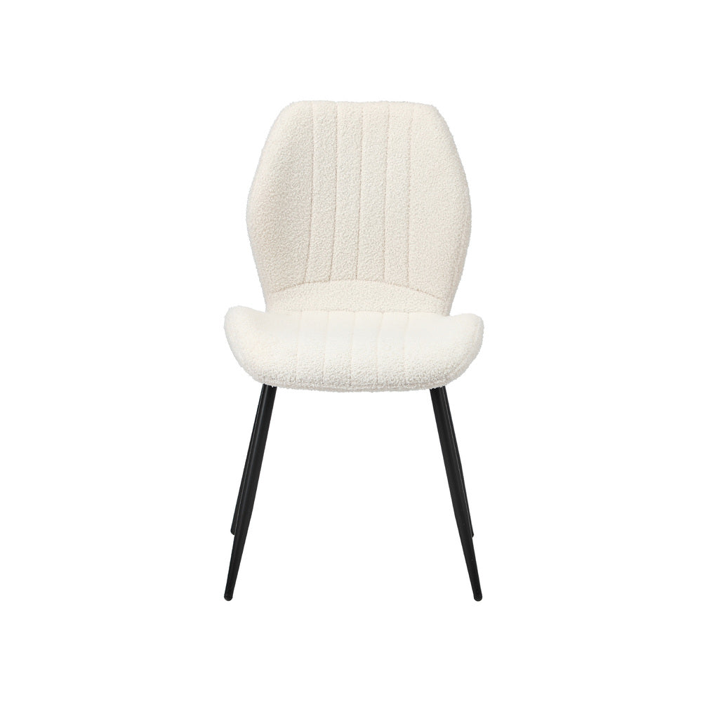 Set of 8 Dining Chairs Padded Seat Armless Boucle White