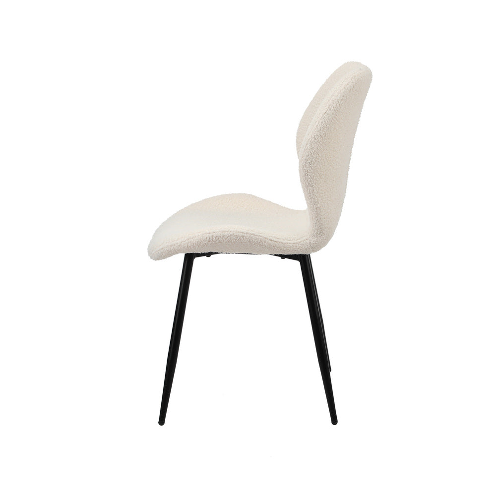 Set of 8 Dining Chairs Padded Seat Armless Boucle White