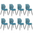 Set of 8 Dining Chairs Padded Seat Armless Velvet Blue