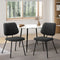 2x Vintage Dining Chairs Dark Grey Polyester Upholstered Set