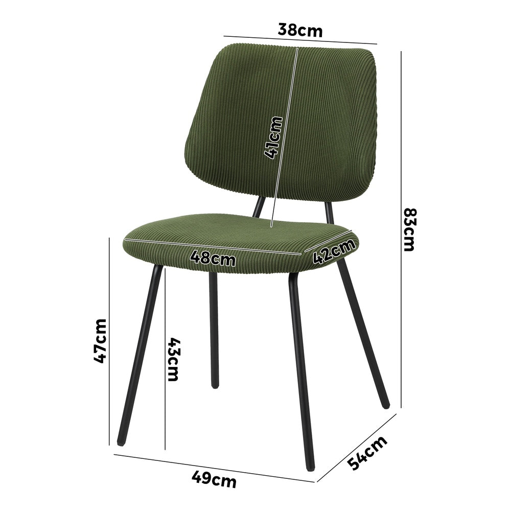 Oikiture 2x Dining Chair Vintage Retro Polyester Green